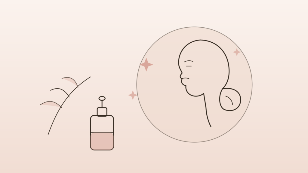 Line-art illustration of a facial glow treatment